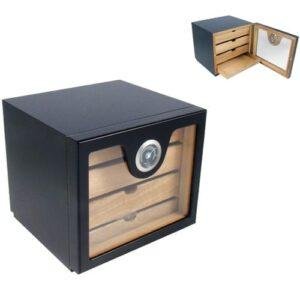 Angelo Contemporary Matte Black Desktop Display Humidor