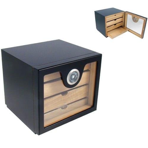 Angelo Contemporary Matte Black Desktop Display Humidor