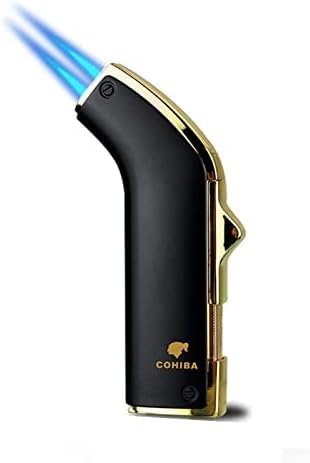 Cohiba Streamline Angled Single Jet Torch Lighter (Black & Gold)