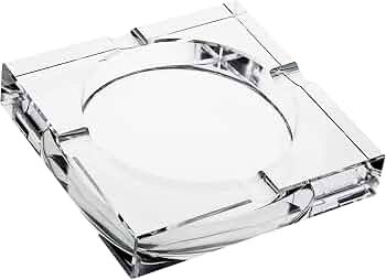 Faceted Heavy Beveled Optical Crystal 4-Cigar Lounge Ashtray