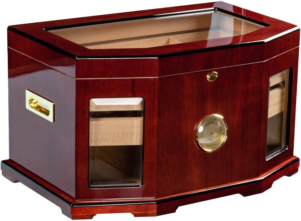 Masterpiece Octagonal Mahogany & Glass Commercial Display Cabinet Humidor