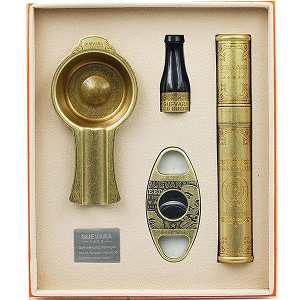 Guevara Antique Silver Vintage 4-Piece Cigar Gift Set